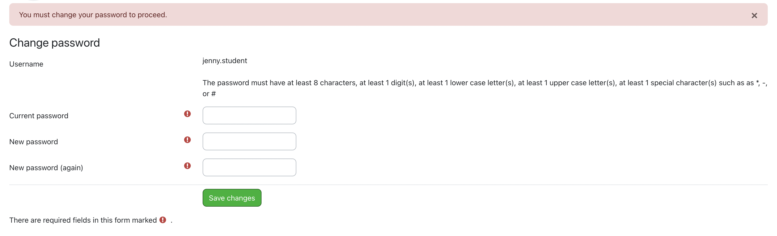 Change your password image